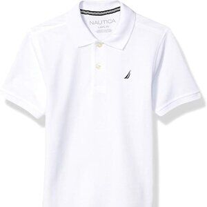 Nautica Boys' Short Sleeve Anchor Polo White, #4